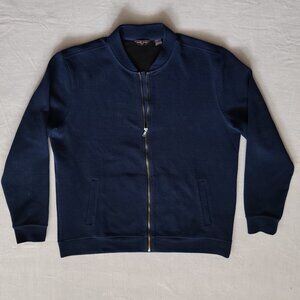 Black Brown 1826 Men's Navy Blue Textured Full-Zip Bomber Jacket - Size XL